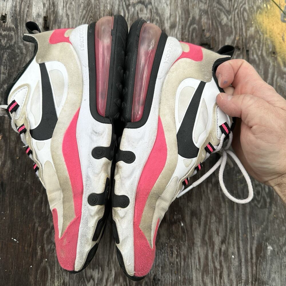 Nike Air Max 270 React Women’s 7 Hyper Pink White/Black Low Top women’s 505 - Picture 8 of 13